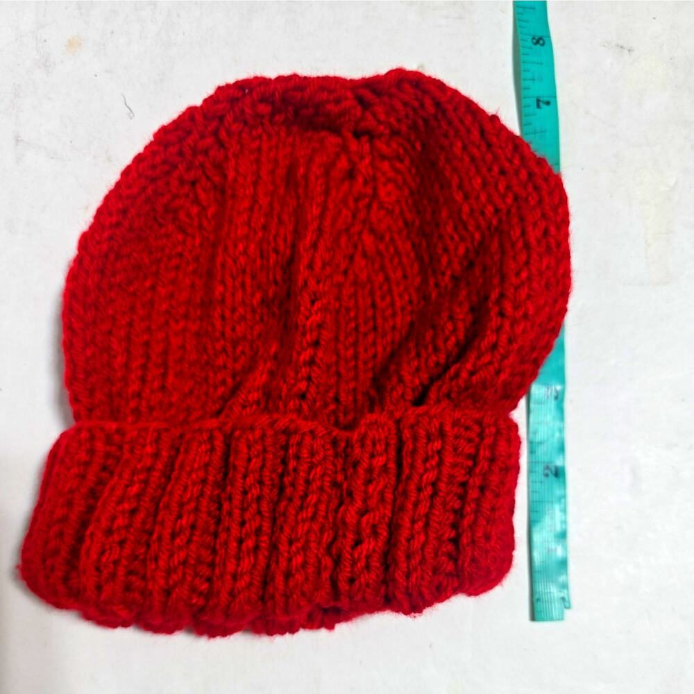 Handmade Crochet Baby 1-2T Red Beanie Hat